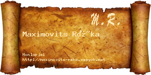 Maximovits Réka névjegykártya